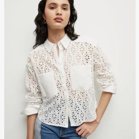 VERONICA BEARD Aderes Eyelet Shirt in White - Size 16 - NWT Brand new! - Picture 2 of 10